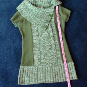 Green Cable Sweater with Buttons